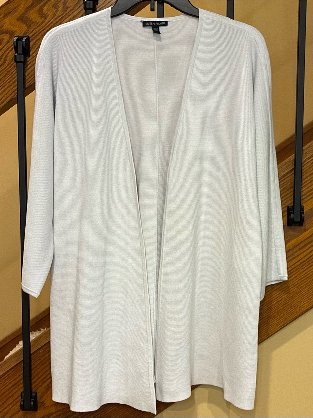 Eileen Fisher cardigan Open Front Silk Cotton blend off white SZ. Small